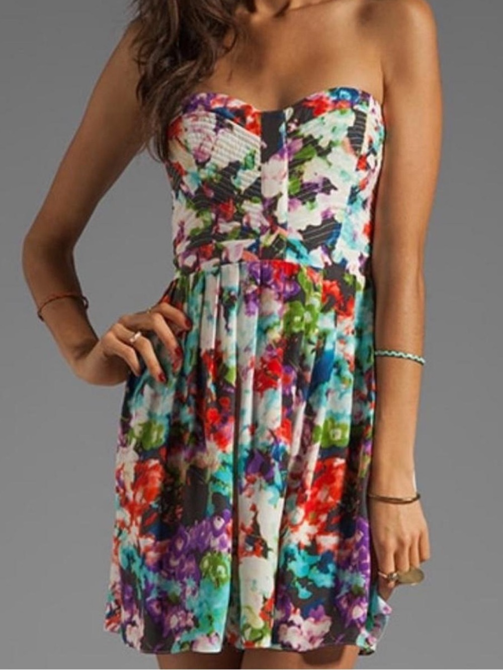 PARKER ALL THAT FLORALS Strapless Sundress in Multi-Color!! S